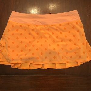 Lululemon orange Pace Setter tennis Skirt